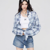 MacyMccoy 2508 格子刺绣防晒衬衫