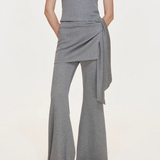 Kroche 2508 砂洗太空层短袖+不规则绑带长裤套装