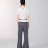 MacyMccoy 2507 花边拼接西装阔腿裤