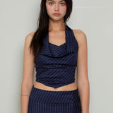 NOT YOUR ROSE 2510 Draping Halter Top (Navy)