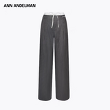 ANN ANDELMAN 2410 直筒松紧腰拼接条纹休闲西裤