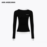 ANN ANDELMAN 2409 双领修身打底衫女长袖T恤 黑白