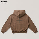 SMFK 2510 十字雕像阔身拉链帽衫 野马棕