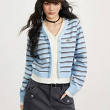 MacyMccoy 2510 假两件条纹拼接毛衣