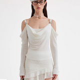 KINGWEN 2509 露肩荡领吊带修身长袖