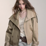 VIA PITTI 2510 复古立领收褶短款风衣外套