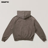 SMFK 2510 野性复古阔身运动拉链帽衫 荒野棕