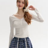 Kroche 2510 蕾丝花边V领针织长袖