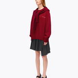 ANN ANDELMAN 2510 假两件披肩连帽毛衣 红