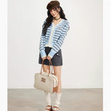 MacyMccoy 2510 假两件条纹拼接毛衣