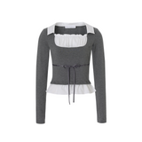 NOT YOUR ROSE 2510 Claire top (Charcoal)