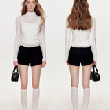 Kroche 2509 A字高腰麂皮绒短裤