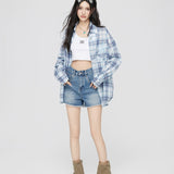 MacyMccoy 2508 格子刺绣防晒衬衫