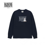 MARITHE 2511 涂鸦图案长袖T恤 海军蓝