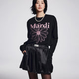MARDI MERCREDI 2510 CASHMERE CREW NECK FLOWERMARDI_BLACK PINK