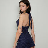 NOT YOUR ROSE 2510 Draping Halter Top (Navy)