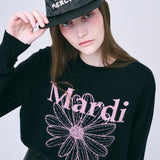 MARDI MERCREDI 2510 CASHMERE CREW NECK FLOWERMARDI_BLACK PINK