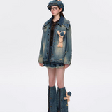 13DE MARZO | 2510 Double Collar Denim Coat Blue