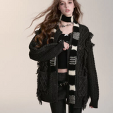 VIA PITTI 2412 毛毛重工加厚毛衣外套 灰绿