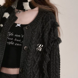 VIA PITTI 2412 毛毛重工加厚毛衣外套 灰绿