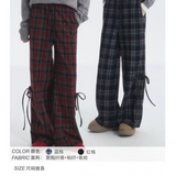 SOMESOWE 2501 格纹抽绳蝴蝶结长裤