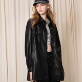 EIMISMOSOL 2502 宽松中长款皮衬衫外套