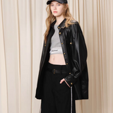 EIMISMOSOL 2502 宽松中长款皮衬衫外套