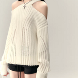 VIA PITTI 2502 露肩针织宽松上衣 米白
