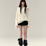 VIA PITTI 2502 露肩针织宽松上衣 米白