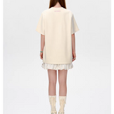 13DE MARZO | 2503 Bear Flower Clip T-shirt Beige