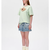 13DE MARZO | 2503 Bear Flower Clip T-shirt Green