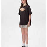 13DE MARZO | 2503 Bear Flower Clip T-shirt Black