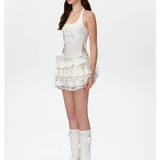 13DE MARZO | 2503 Bear Lacy Halter Top White