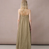 DIANA VEVINA 亚麻亮片拼接连衣裙