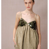 DIANA VEVINA 亚麻亮片拼接吊带+短裤