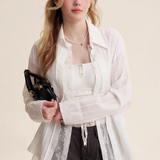 Kroche 2505 法式蕾丝双门襟假两件衬衫