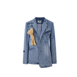 13DE MARZO | SS2308 Bear Curved Denim Suit Blue