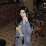 13DE MARZO | SS2308 Bear Curved Denim Suit Blue