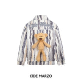 13DE MARZO | SS2309 Bear Stripe Fleece Coat Grey
