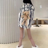 13DE MARZO | SS2309 Bear Stripe Fleece Coat Grey