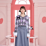 13DE MARZO | SS2309 Kuromi Bear Dimond Check Sweater