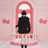 13DE MARZO | SS2309 Kuromi Bear Scarf Fleece Hoodie