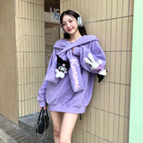13DE MARZO | SS2402 Kuromi Bear Scarf Fleece Hoodie
