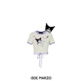 13DE MARZO | SS2403 Kuromi Mirror Lace Top Dark White