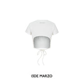 13DE MARZO | SS2404 Rhinestone Heart Logo Tee White