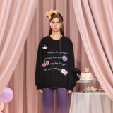 13DE MARZO | 2407 Kuromi Ribbon Story Sweatshirt Black
