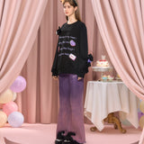 13DE MARZO | 2407 Kuromi Ribbon Story Sweatshirt Black
