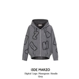 13DE MARZO | 2408 Digital Logo Monogram Hoodie Grey