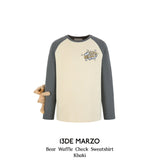 13DE MARZO | 2408 Bear Waffle Check Sweatshirt Khaki