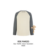 13DE MARZO | 2408 Bear Waffle Check Sweatshirt Khaki